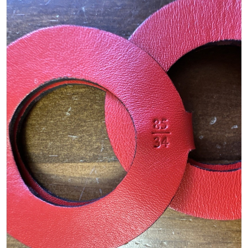 RARE VTG Loewe Belt Womens Small Red Leather Round Links Adjustable ribbon tie - Picture 7 of 10